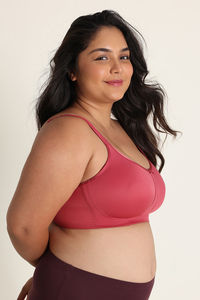 Zivame True Curv Single Layered Non Wired Full Coverage Lightweight Super Support Bra - Garnet Rose — thumbnail 2